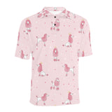 Poodle dog pink color theme Men's All Over Print Polo Shirt
