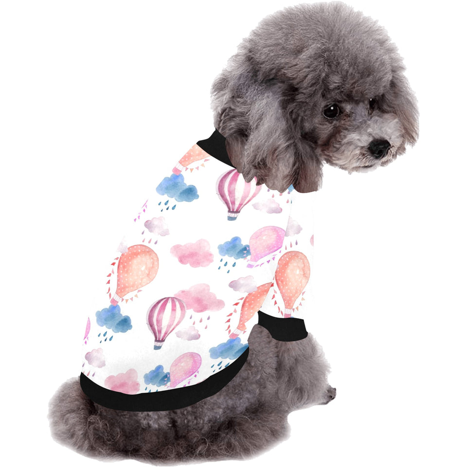 Watercolor air balloon cloud pattern All Over Print Pet Dog Round Neck Fuzzy Shirt