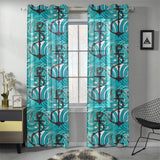 Anchor nautical green background Gauze Curtain