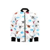 Watercolor helicopter cloud pattern Kids' Boys' Girls' Bomber Jacket