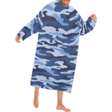 Blue camouflage pattern Blanket Robe with Sleeves