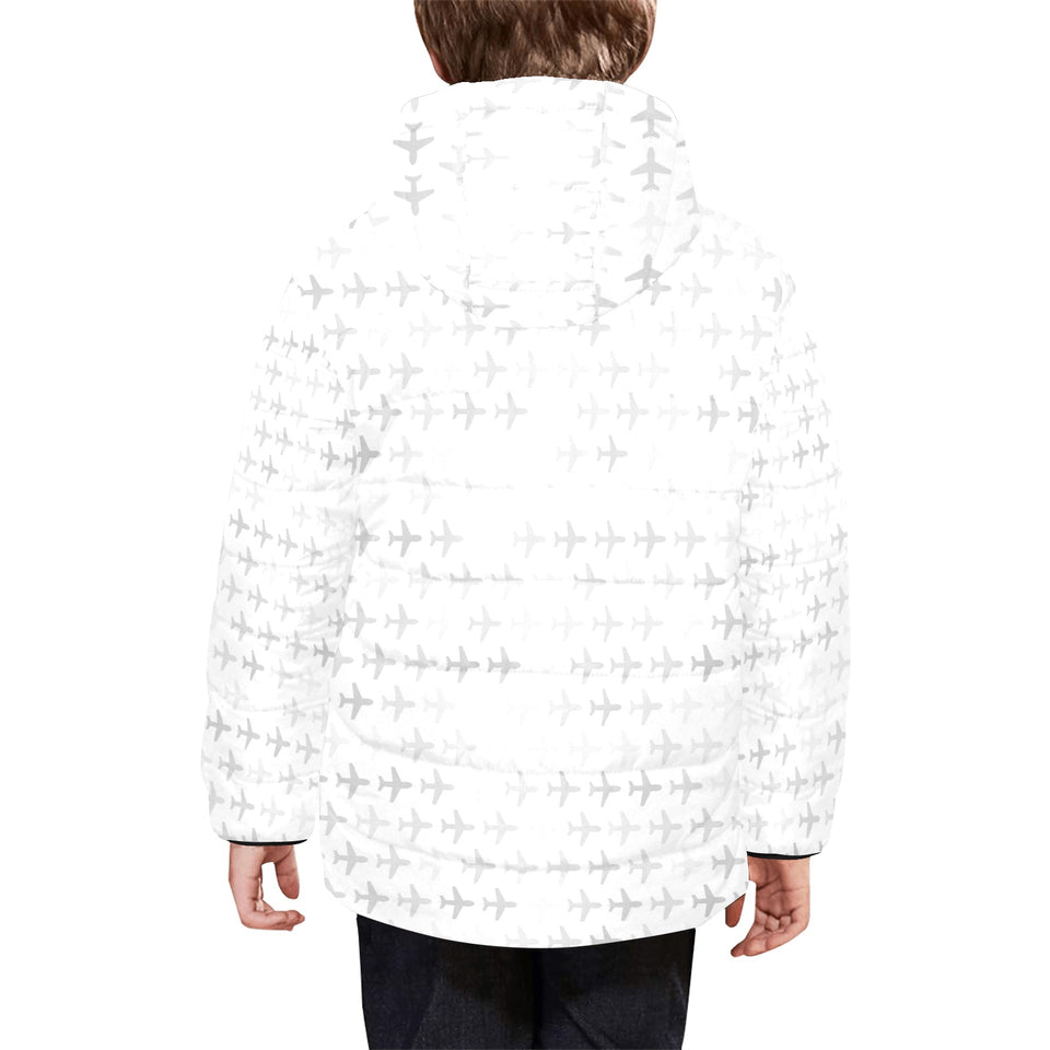 Airplane print pattern Kids' Boys' Girls' Padded Hooded Jacket