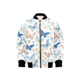 blue butterfly pattern Kids' Boys' Girls' Bomber Jacket
