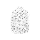 Garlic pattern black white Women's Long Sleeve Polo Shirt