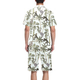 Monkey sloth lemur palm trees pattern Men's V-Neck Short Pajama Set