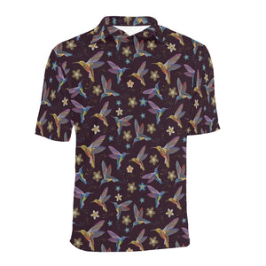 Hummingbird Pattern Print Design 04 Men's All Over Print Polo Shirt