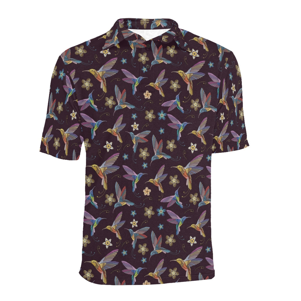 Hummingbird Pattern Print Design 04 Men's All Over Print Polo Shirt