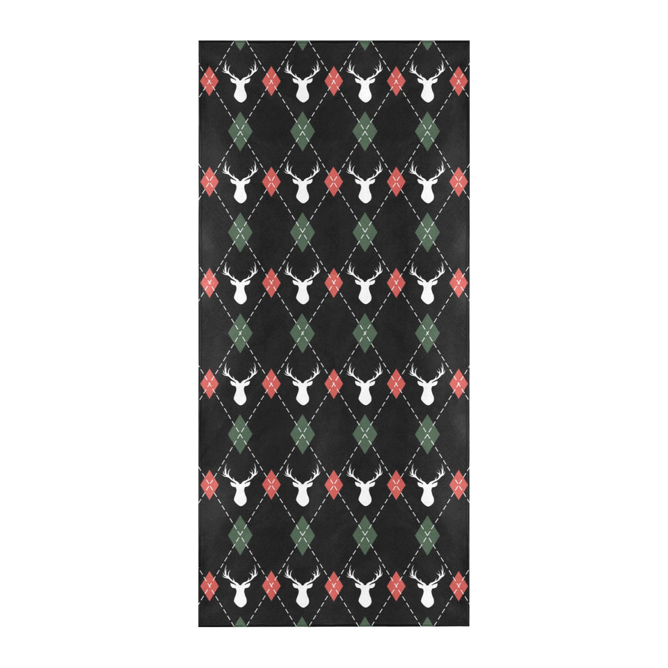 Deer Christmas new year pattern argyle Beach Towel