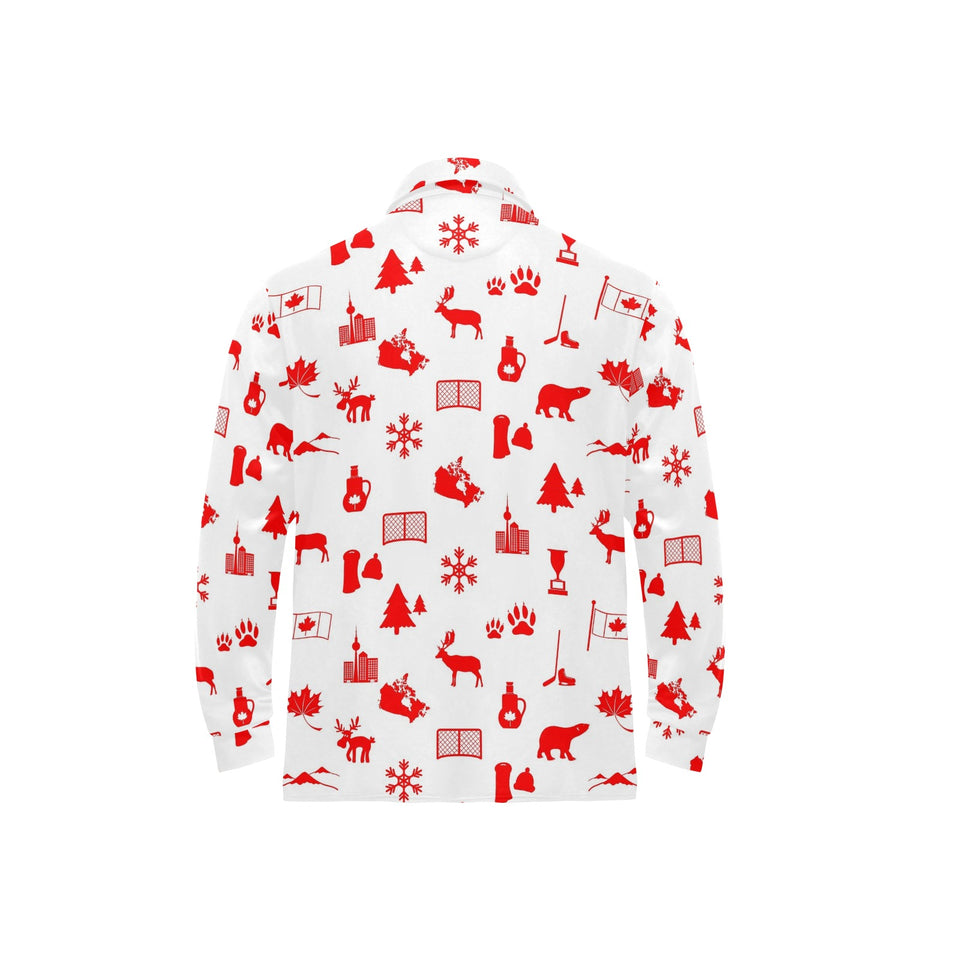Canada Pattern Print Design 04 Men's Long Sleeve Polo Shirt