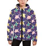 Colorful sea turtle pattern Kids' Boys' Girls' Padded Hooded Jacket