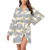 Cute dachshund dog pattern Women's Long Sleeve Belted Night Robe