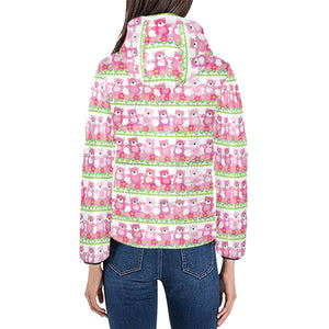 Teddy Bear Pattern Print Design 04 Women's Padded Hooded Jacket