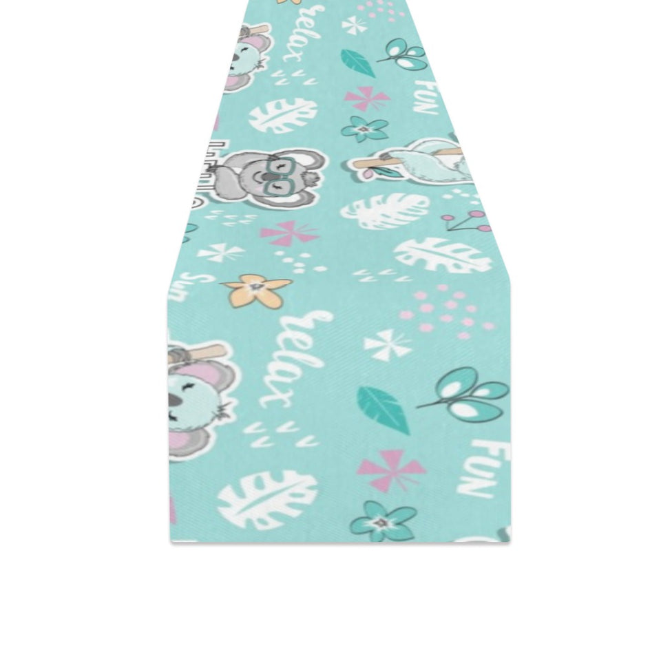 Cute koalas blue background pattern Table Runner