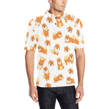 Brown pomeranian pattern Men's All Over Print Polo Shirt