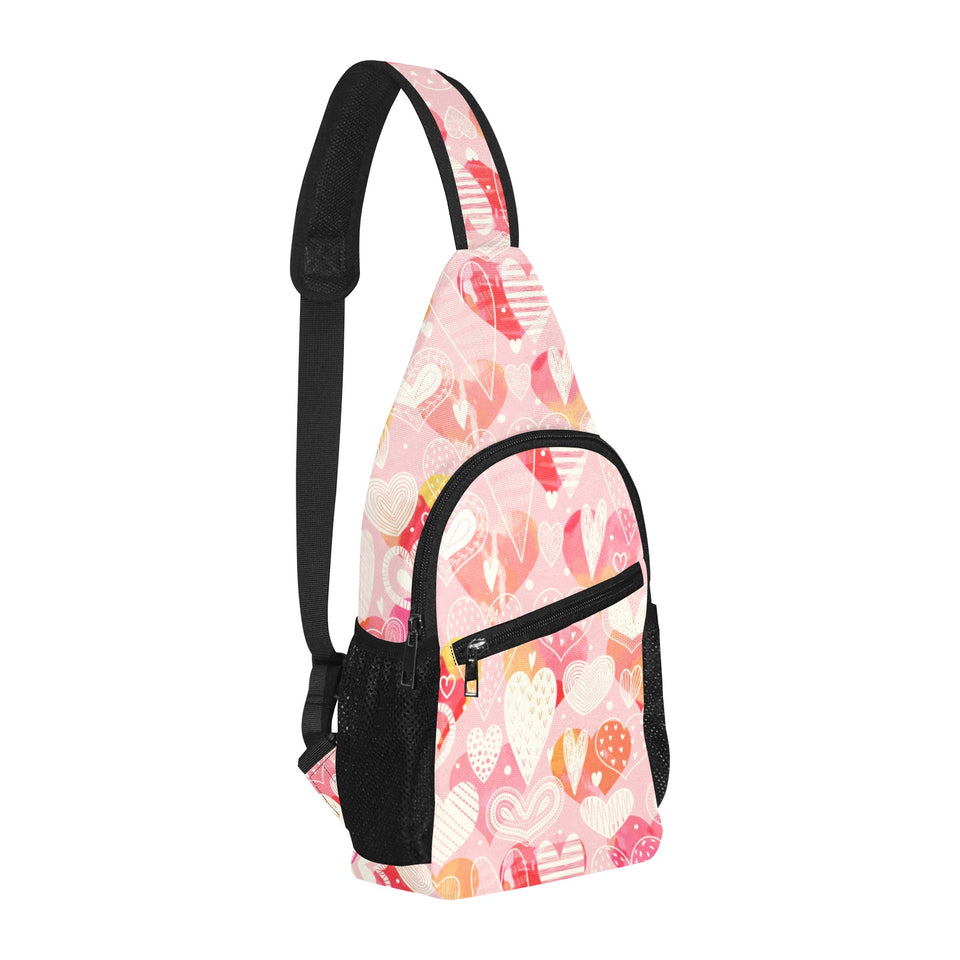 Hand drawn heart design pattern All Over Print Chest Bag