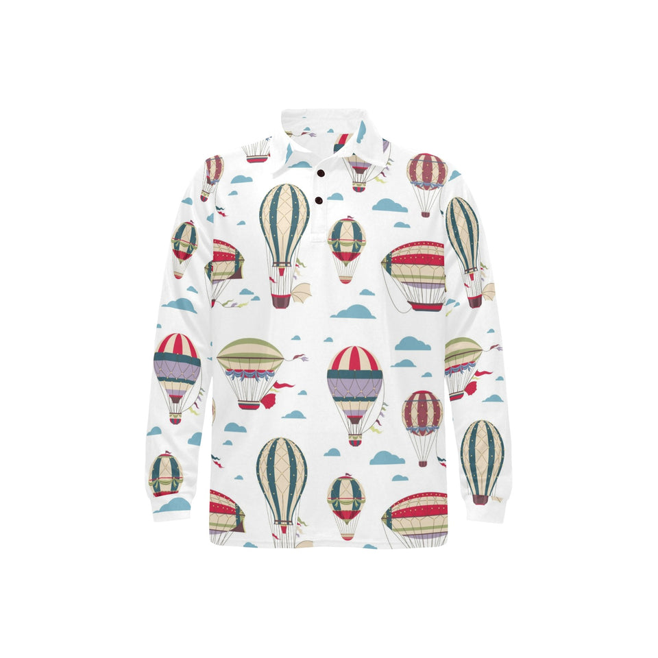 Hot air balloon pattern Men's Long Sleeve Polo Shirt