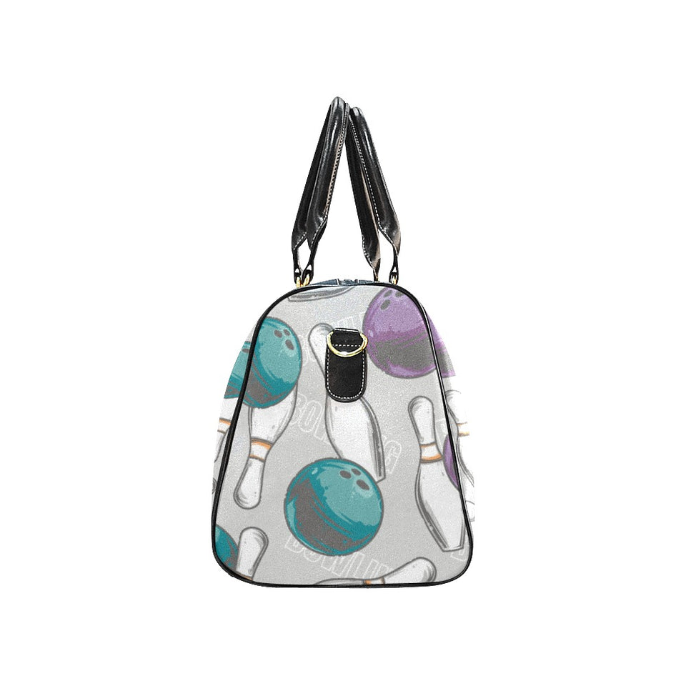 Bowling ball and pin gray background Travel Bag
