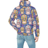 Sugar skull flower pattern Men's Padded Hooded Jacket