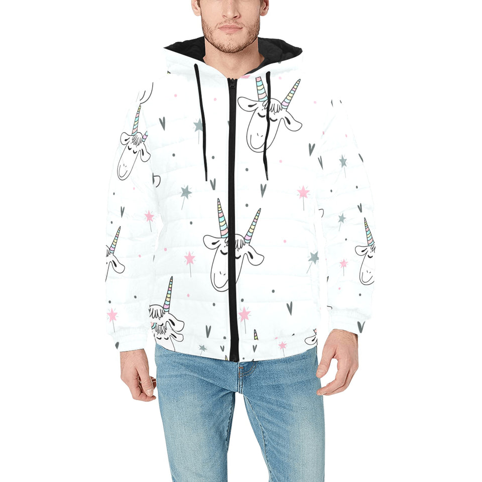 Cute goat design pattern Men's Padded Hooded Jacket