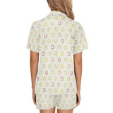 Horseshoes Pattern Print Design 02 Women's V-Neck Short Pajama Set