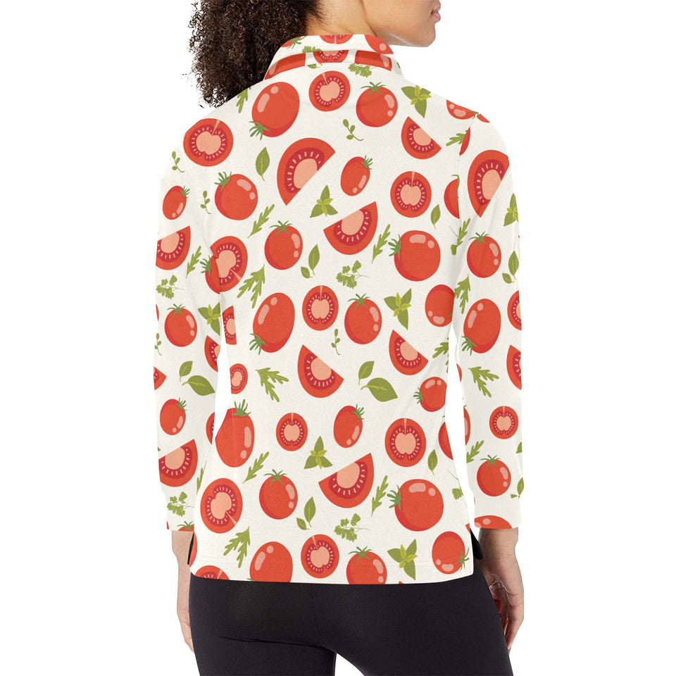 Tomato pattern Women's Long Sleeve Polo Shirt