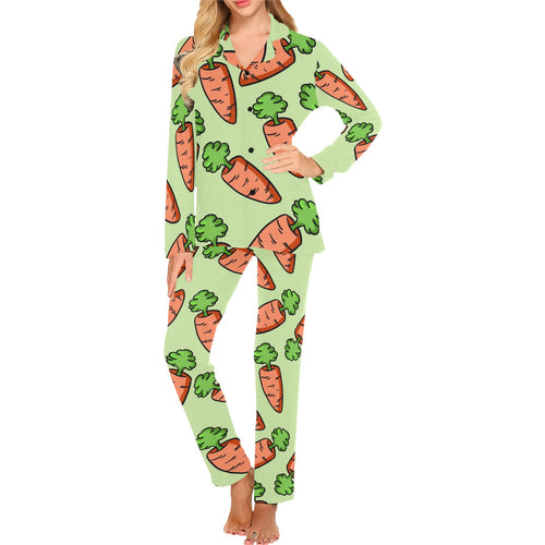 Carrot Pattern Print Design 05 Women's Long Pajama Set