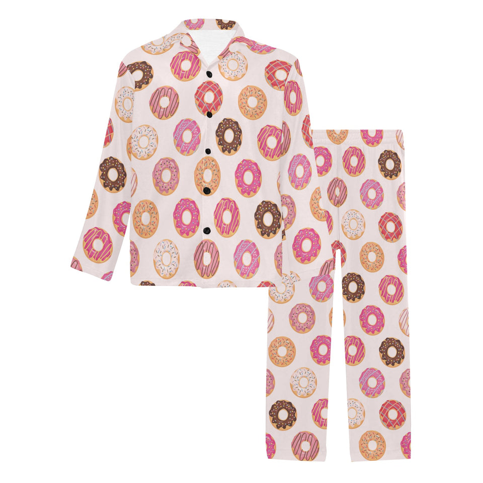 Colorful donut pattern Men's Long Pajama Set
