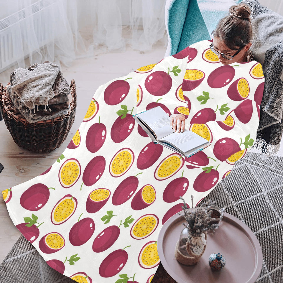 Passion fruit design pattern Blanket Robe with Sleeves