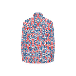Blue Red Eiffel Tower Pattern Print Design 02 Women's Long Sleeve Polo Shirt