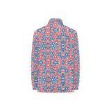 Blue Red Eiffel Tower Pattern Print Design 02 Women's Long Sleeve Polo Shirt