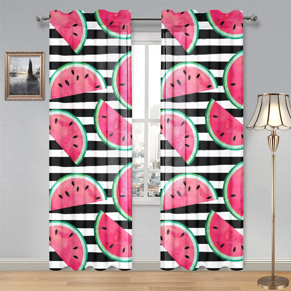 Watercolor paint textured watermelon pieces Gauze Curtain