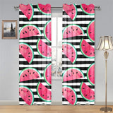 Watercolor paint textured watermelon pieces Gauze Curtain