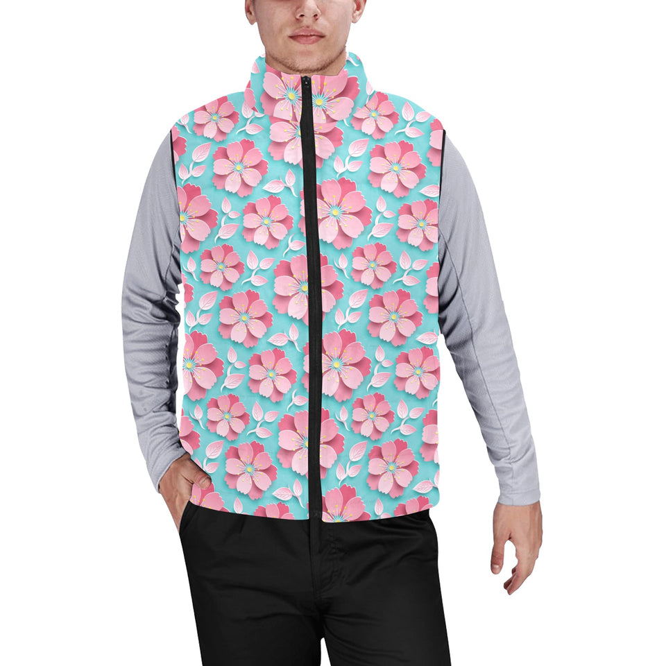 3D sakura cherry blossom pattern Men's Padded Vest