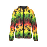 Canabis Marijuana Weed Pattern Print Design 03 Women's Padded Hooded Jacket