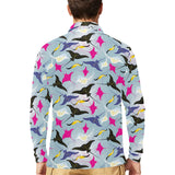 Stingray Pattern Print Design 01 Men's Long Sleeve Polo Shirt