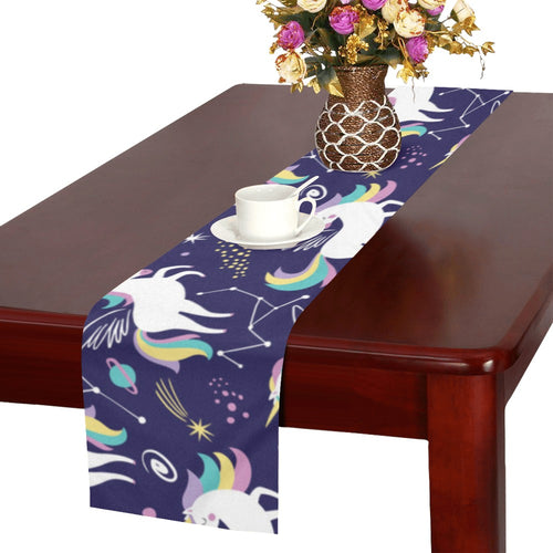 Hand drawn cute unicorn star planet Table Runner