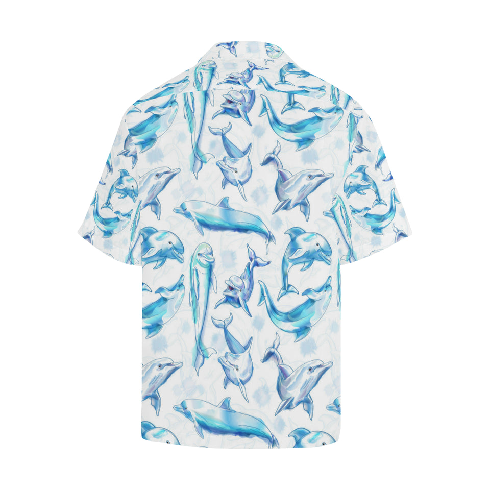 Watercolor dolphin pattern Men's All Over Print Hawaiian Shirt