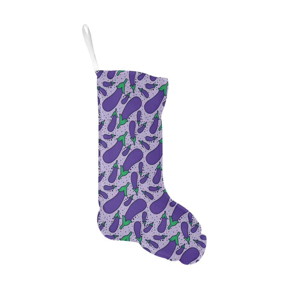 Eggplant Pattern Print Design 03 Christmas Stocking
