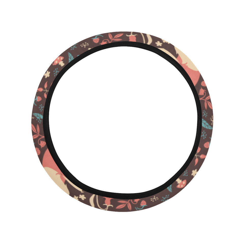 fox leaves mushroom pattern Car Steering Wheel Cover