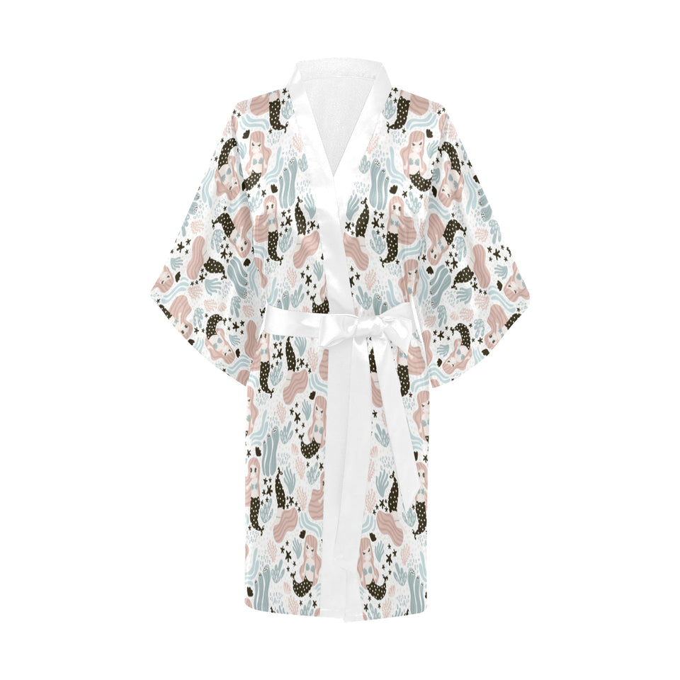 cute mermaid pattern Women's Short Kimono Robe