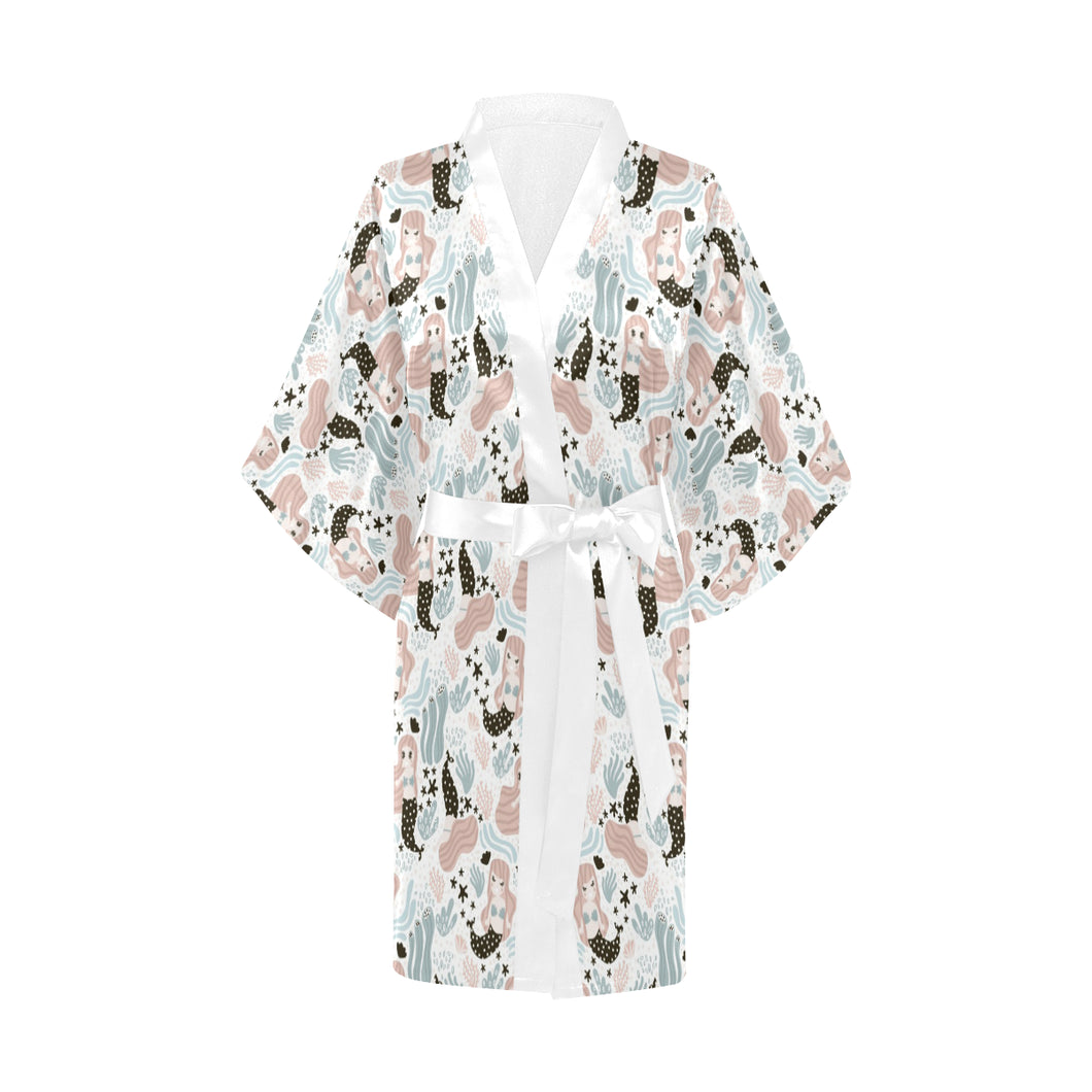 cute mermaid pattern Women's Short Kimono Robe