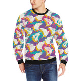 Colorful crow illustration pattern Men's Crew Neck Sweatshirt