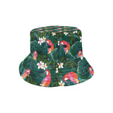 Parrot Palm tree leaves flower hibiscus pattern Unisex Bucket Hat