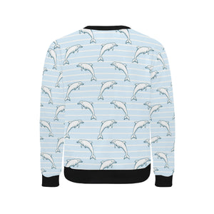 Dolphin blue striped background Men's Crew Neck Sweatshirt