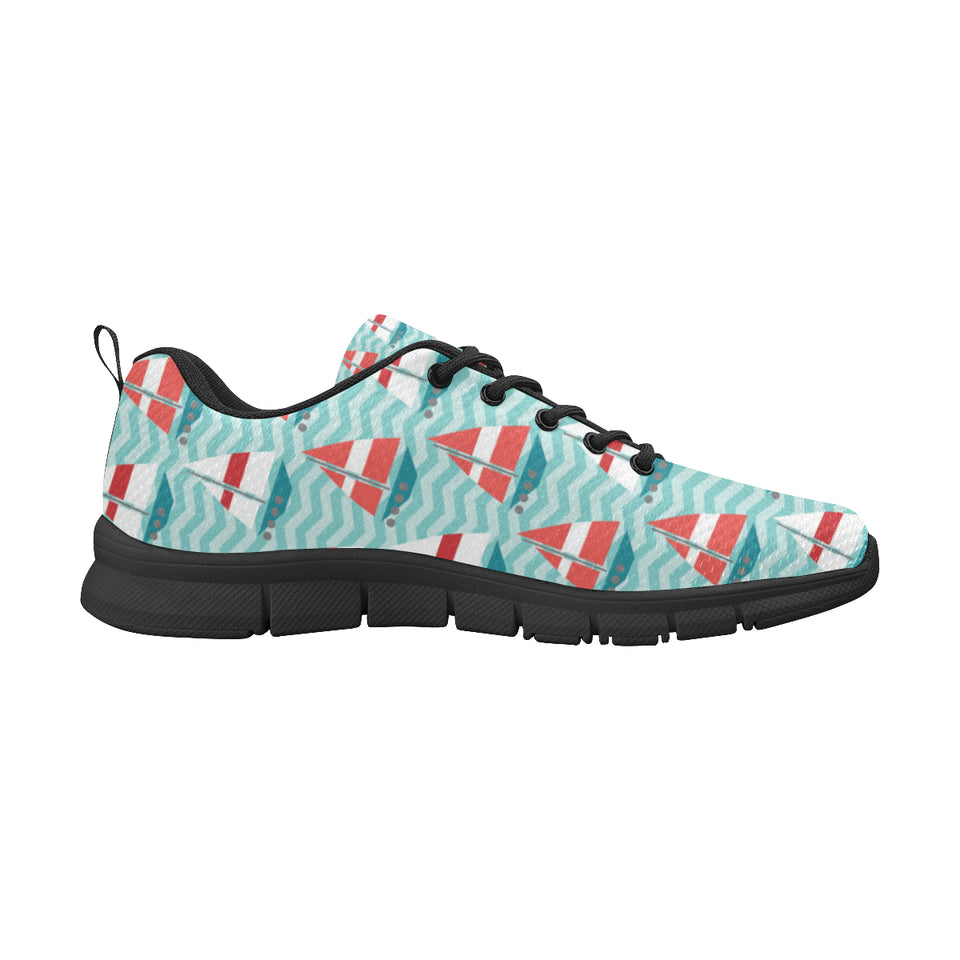 Red White sailboat wave background Women's Sneaker Shoes