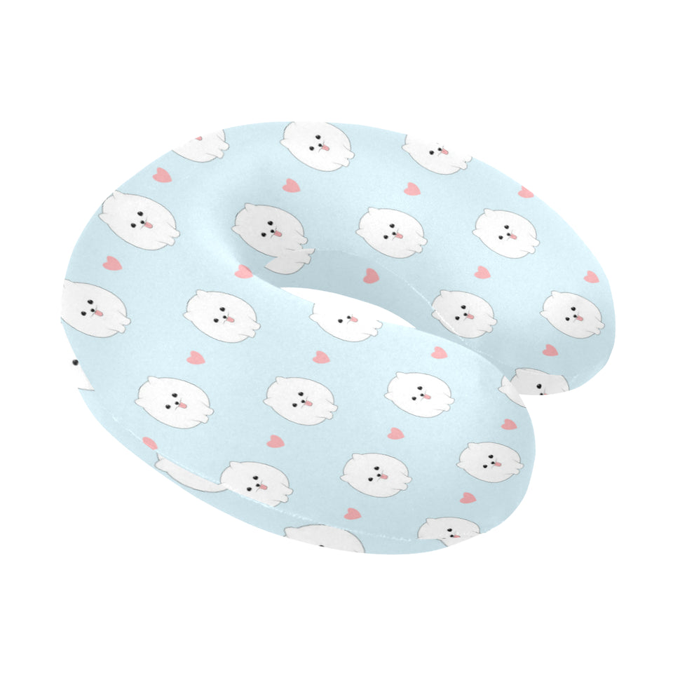White cute pomeranian pattern U-Shaped Travel Neck Pillow