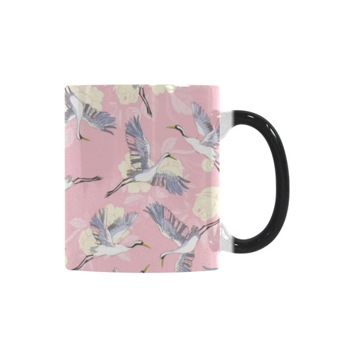 Japanese crane rose pattern Morphing Mug Heat Changing Mug