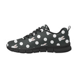 Cute white rabbit polka dots black background Women's Sneaker Shoes