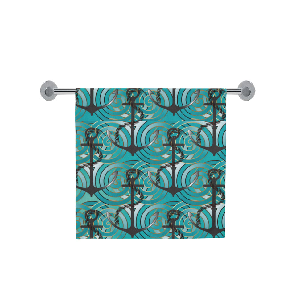 Anchor nautical green background Bath Towel