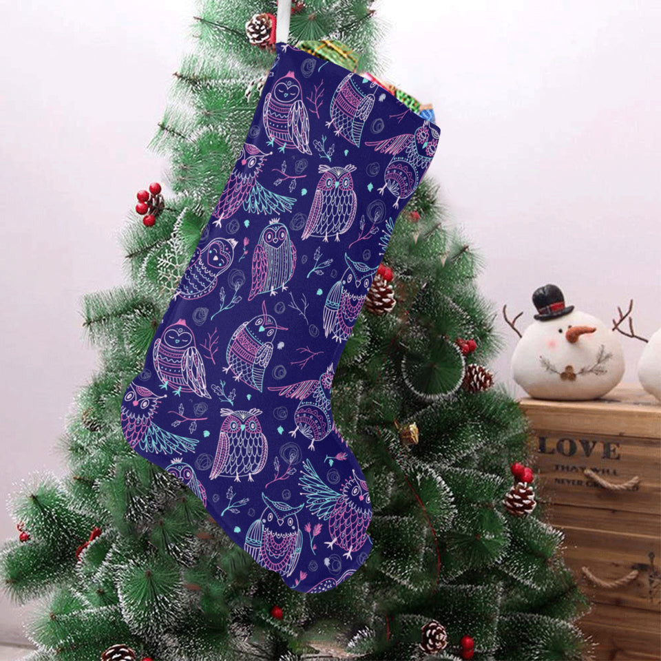 Cute owls pattern boho style ornament Christmas Stocking